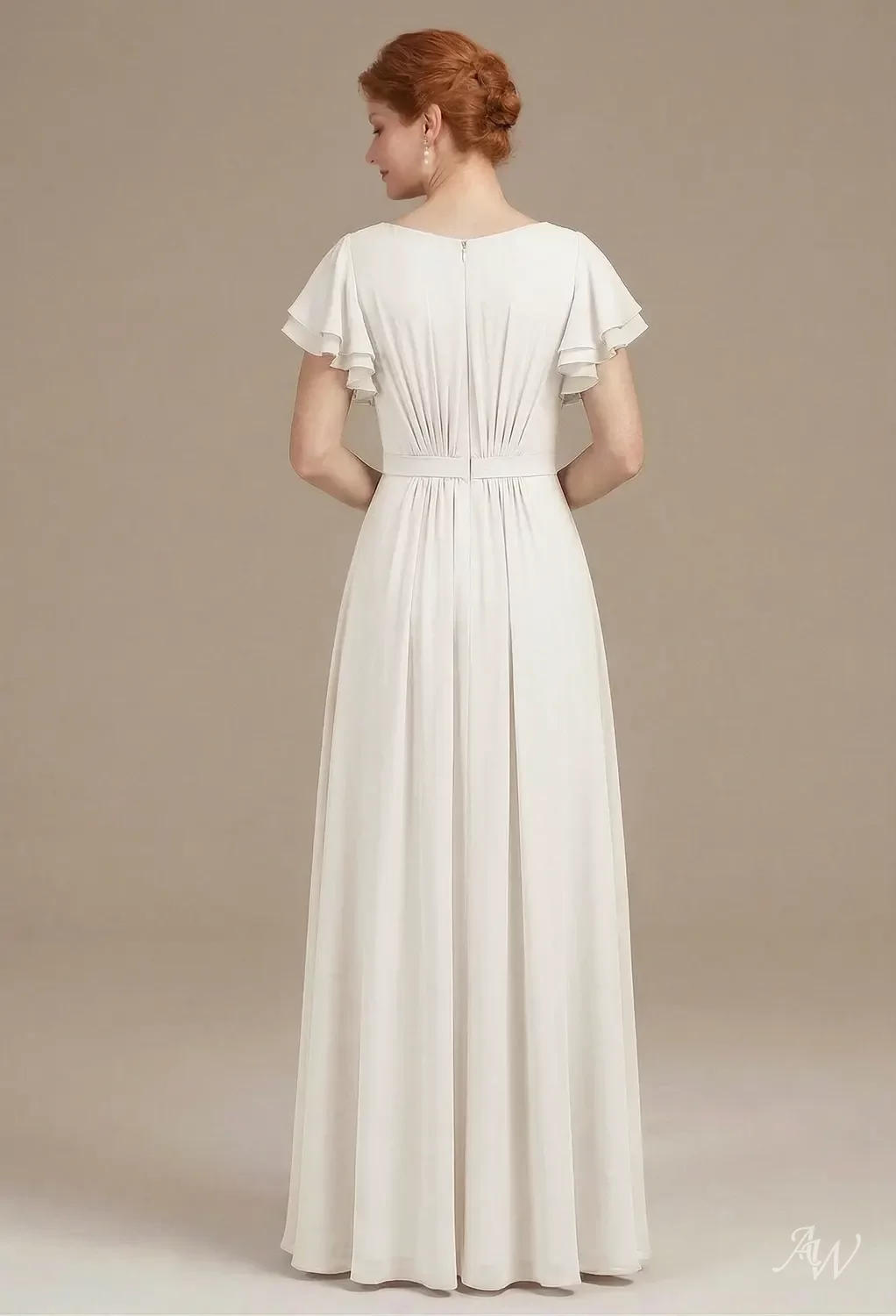 ivory mother of the bride dresses A-line V-neck Pleated Floor-Length Mother of the Bride Dress