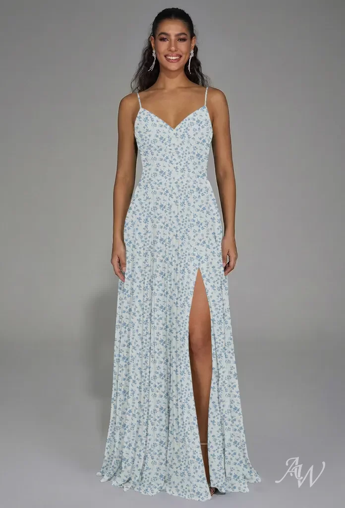 star bridesmaid dresses AW Angelina Skyblue Floral BLACK DRESS WITH STRAIGHT color: Greys Size:4-5 Ocean Blue Size