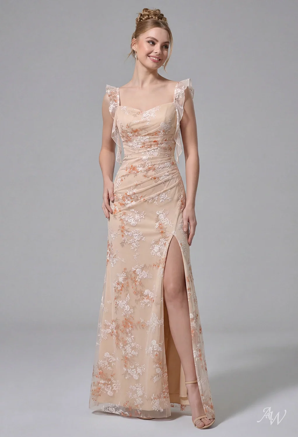 wedding dresses rose gold Rose Gold Beach Wedding Dress from Lace and Soft Tulle main image 0
