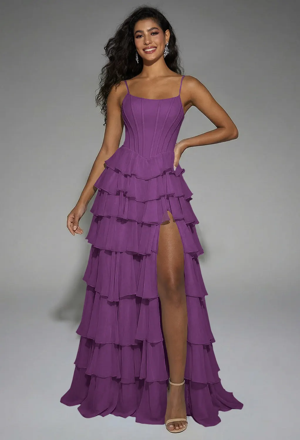 plum black tie dress Tiana | Dark PLUM Asymmetric-Neck Maxi Dress With Draped Detail main image 0