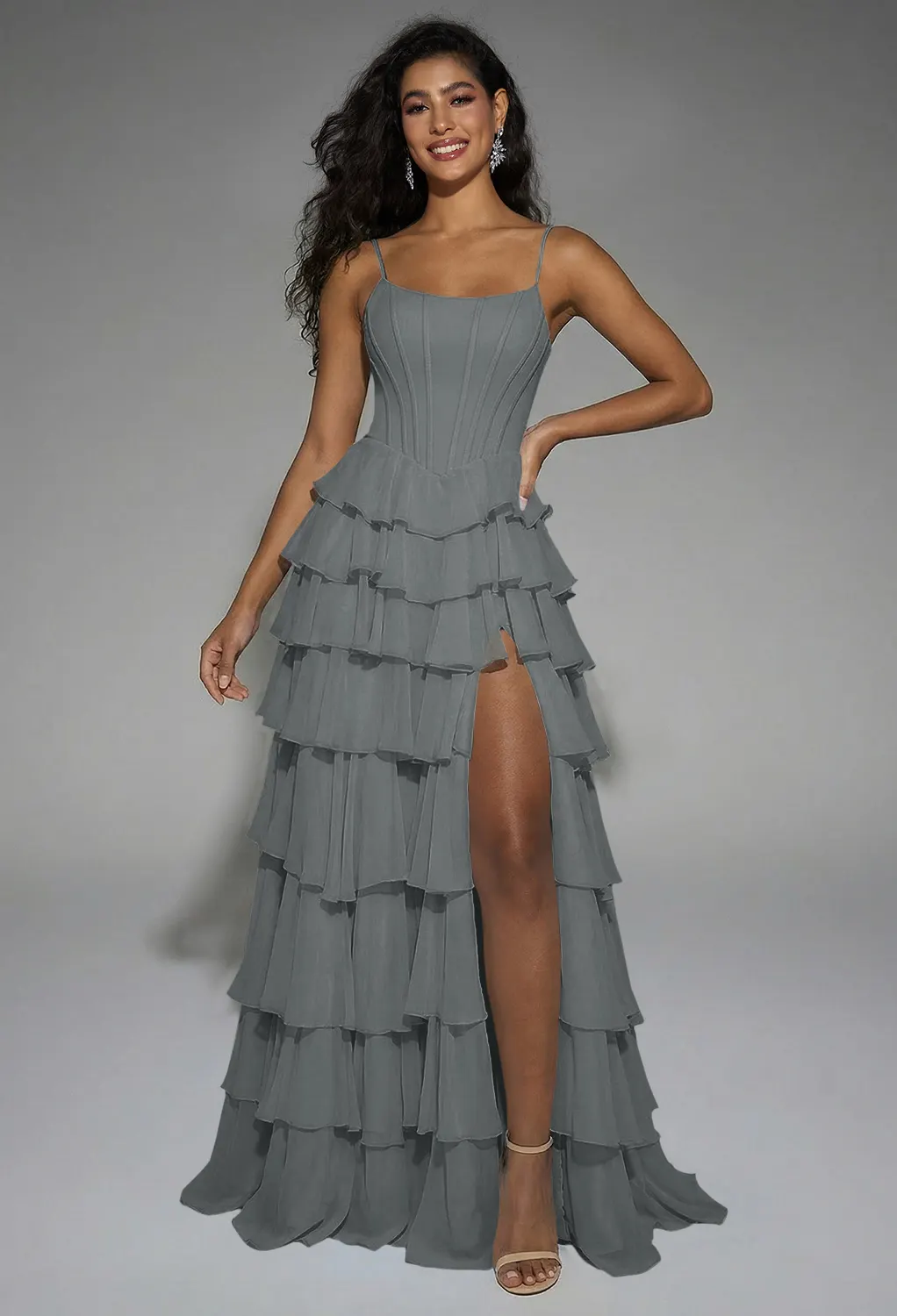 mercury grey bridesmaid dresses Steel Gray Long Size:XL (16-18) leading to a skirt LINDSEY BROWN SILK DRESSES Wholesale Bridesmaid Dresses |