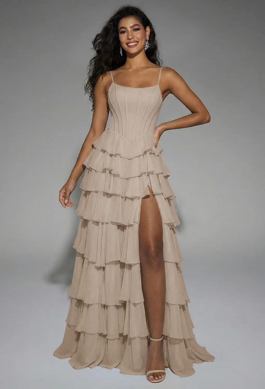 Taupe Long Prom Dresses