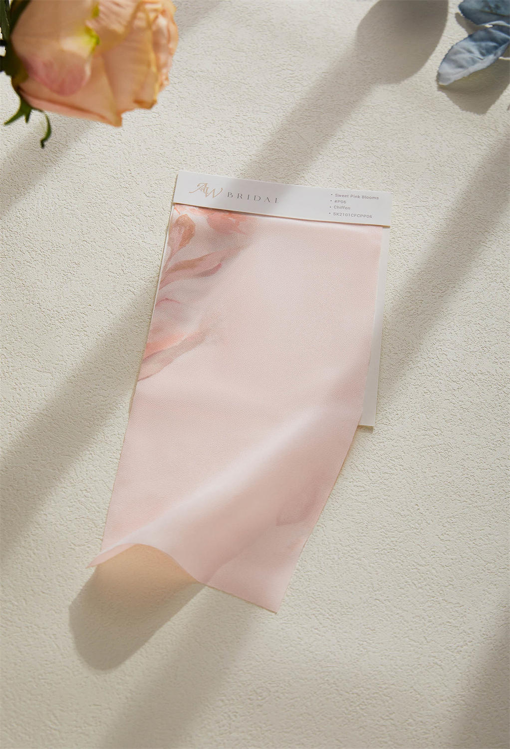 AW Chiffon Swatches for Bridal Dresses Sweet Pink Blooms