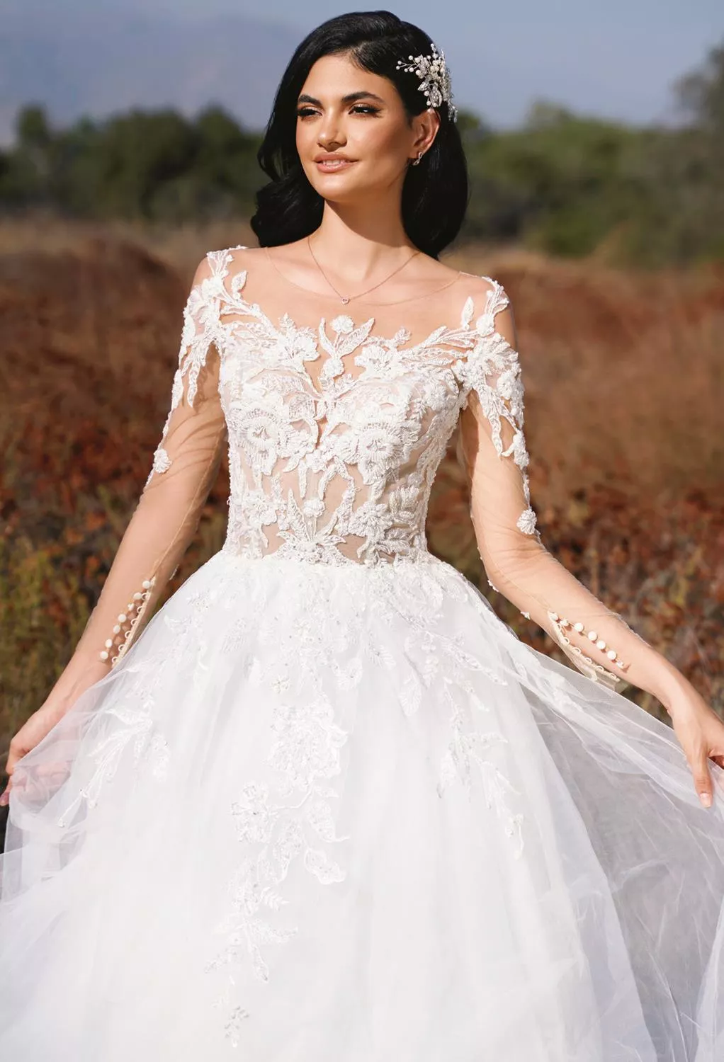 3/4 Mouwen Plus Size Trouwjurken | AW.Bridal, image size:1022x1500