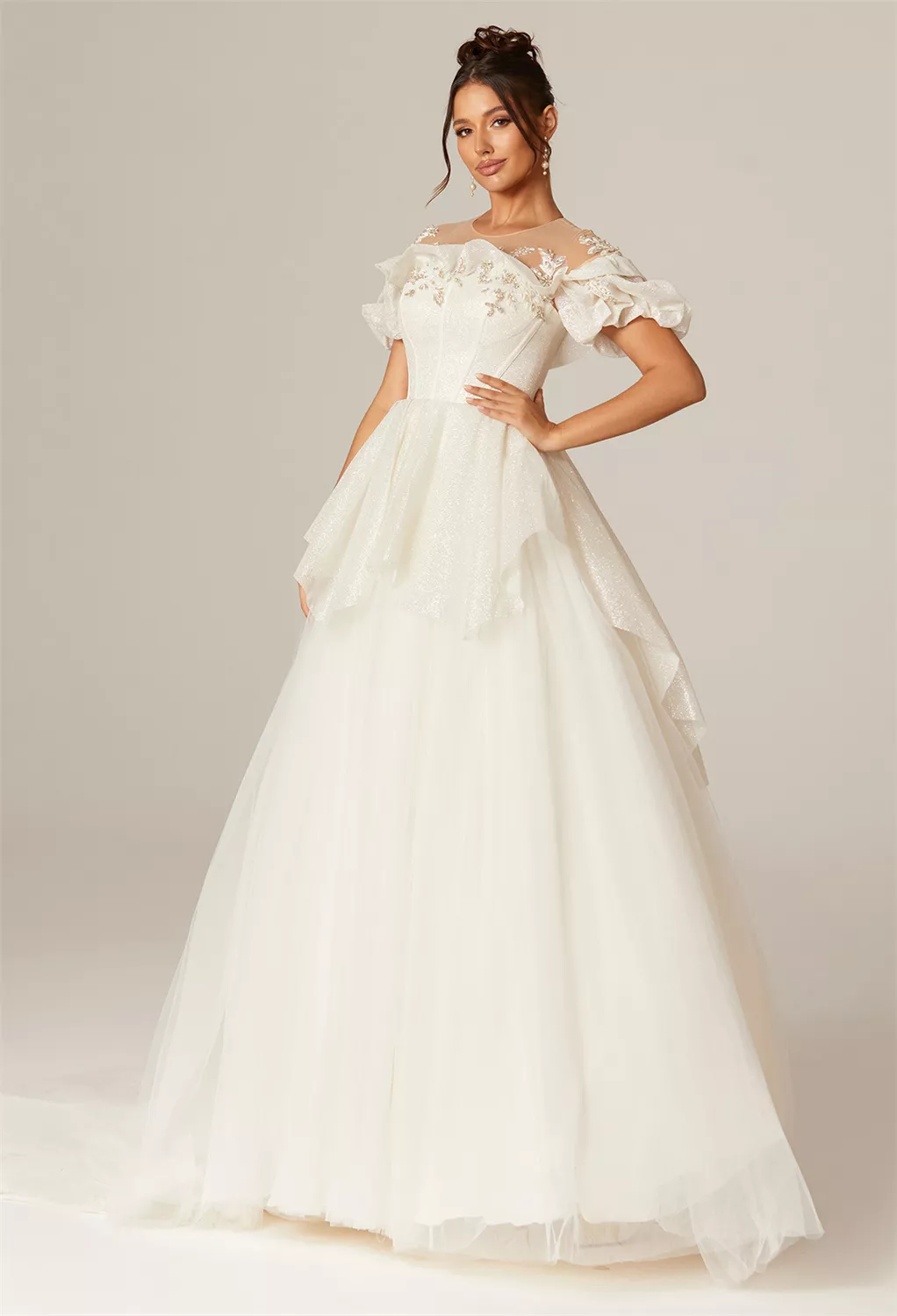 Schep/U-hals Plus Size Trouwjurken | AW.Bridal, image size:1022x1500