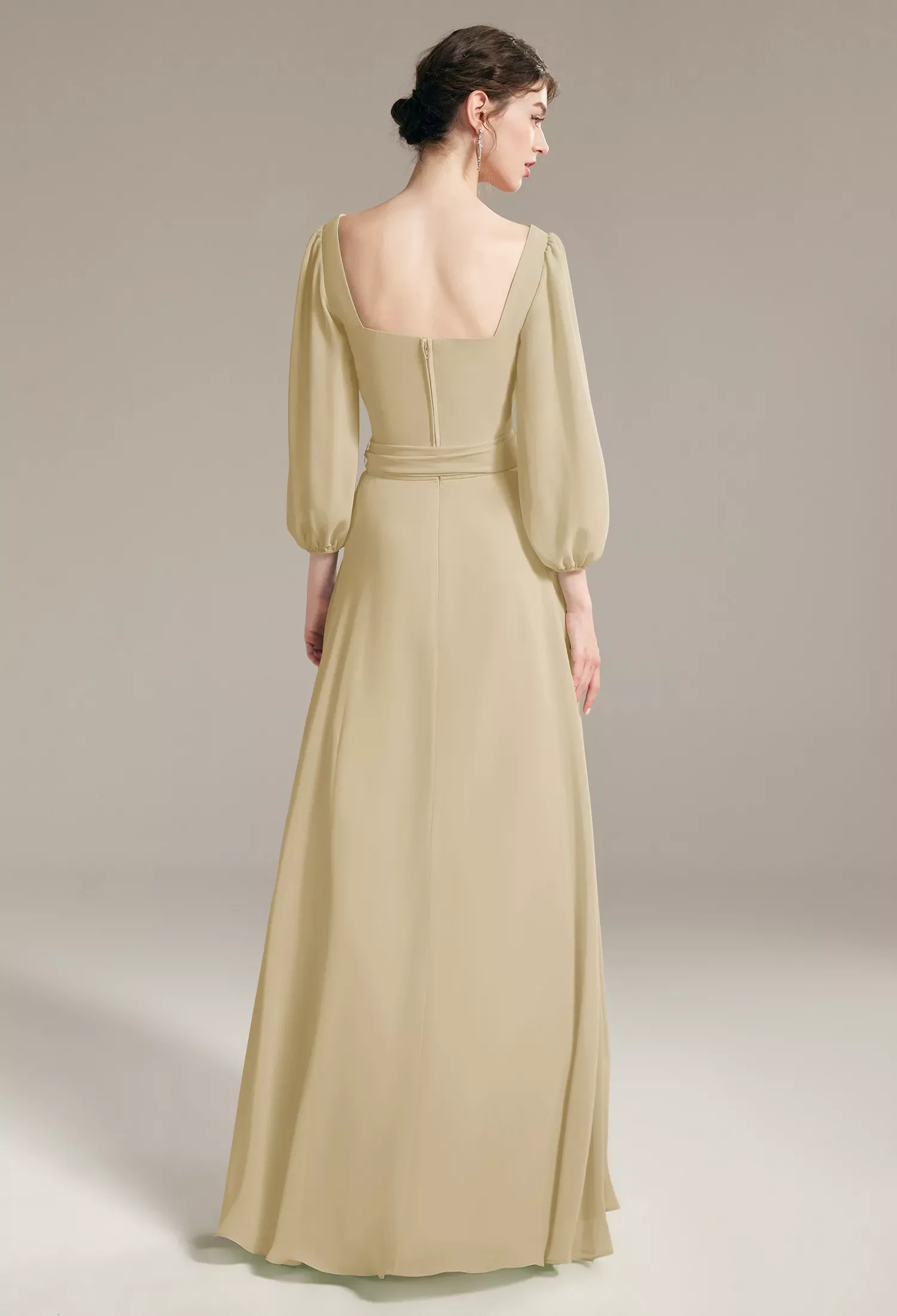 AW Claribel Dress, Black Chiffon Floor Length Square Neckline Bridesmaid  Dresses | AW.Bridal New Zealand