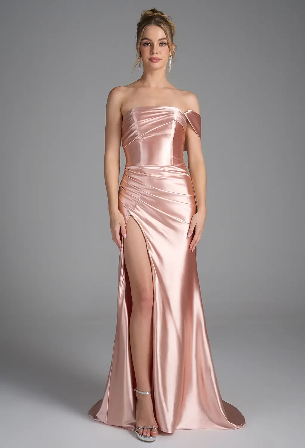 rose gold dress nz Zapaka Women Rose Gold Formal Dress With Slit Sequin Mermaid Cut Out Deep V-Neck Spaghetti Straps Long Formal Wear Dress, Rose Pink / US12