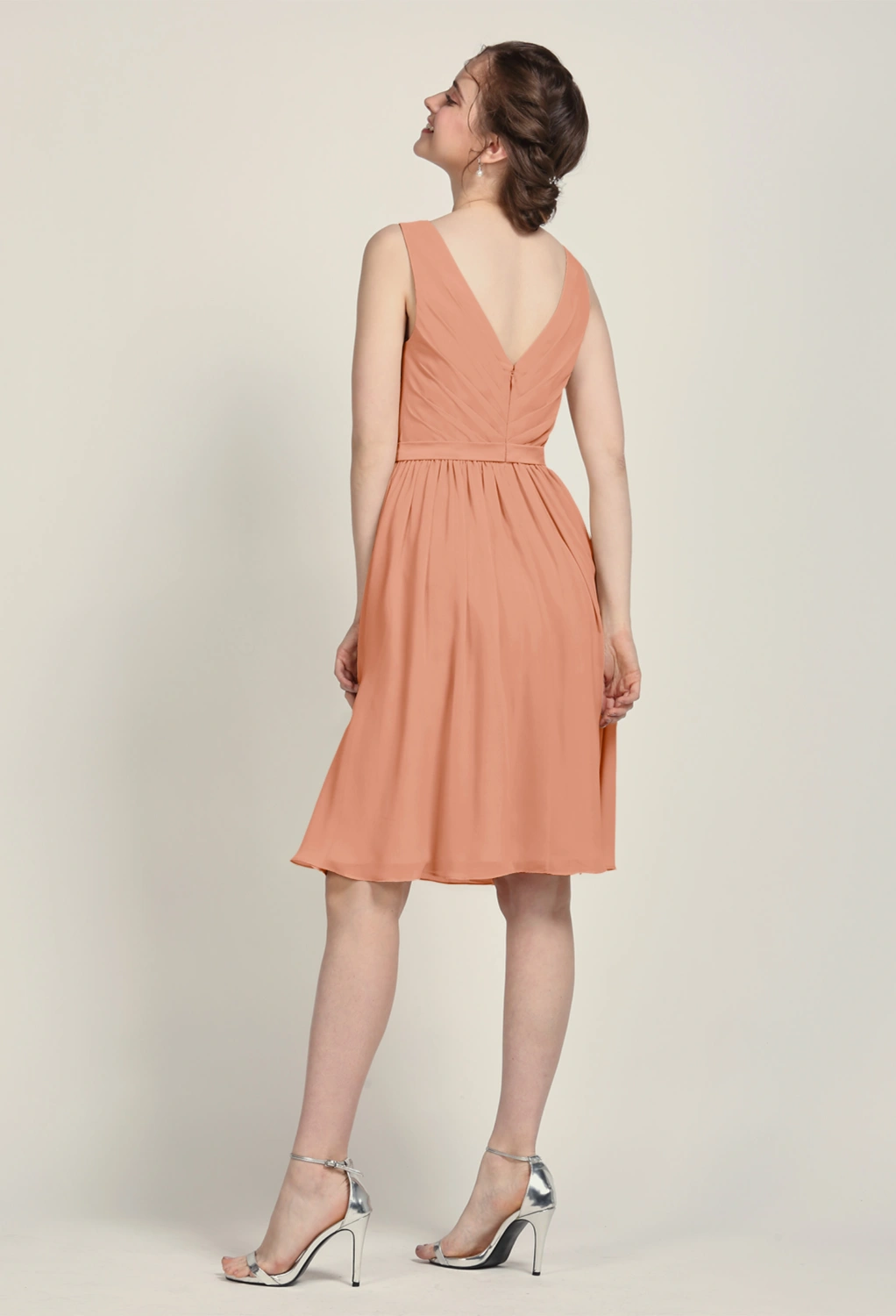 slim fit dress slacks Janette Peach Satin One-Shoulder Split Maxi Dress With Corsage  Club L  London
