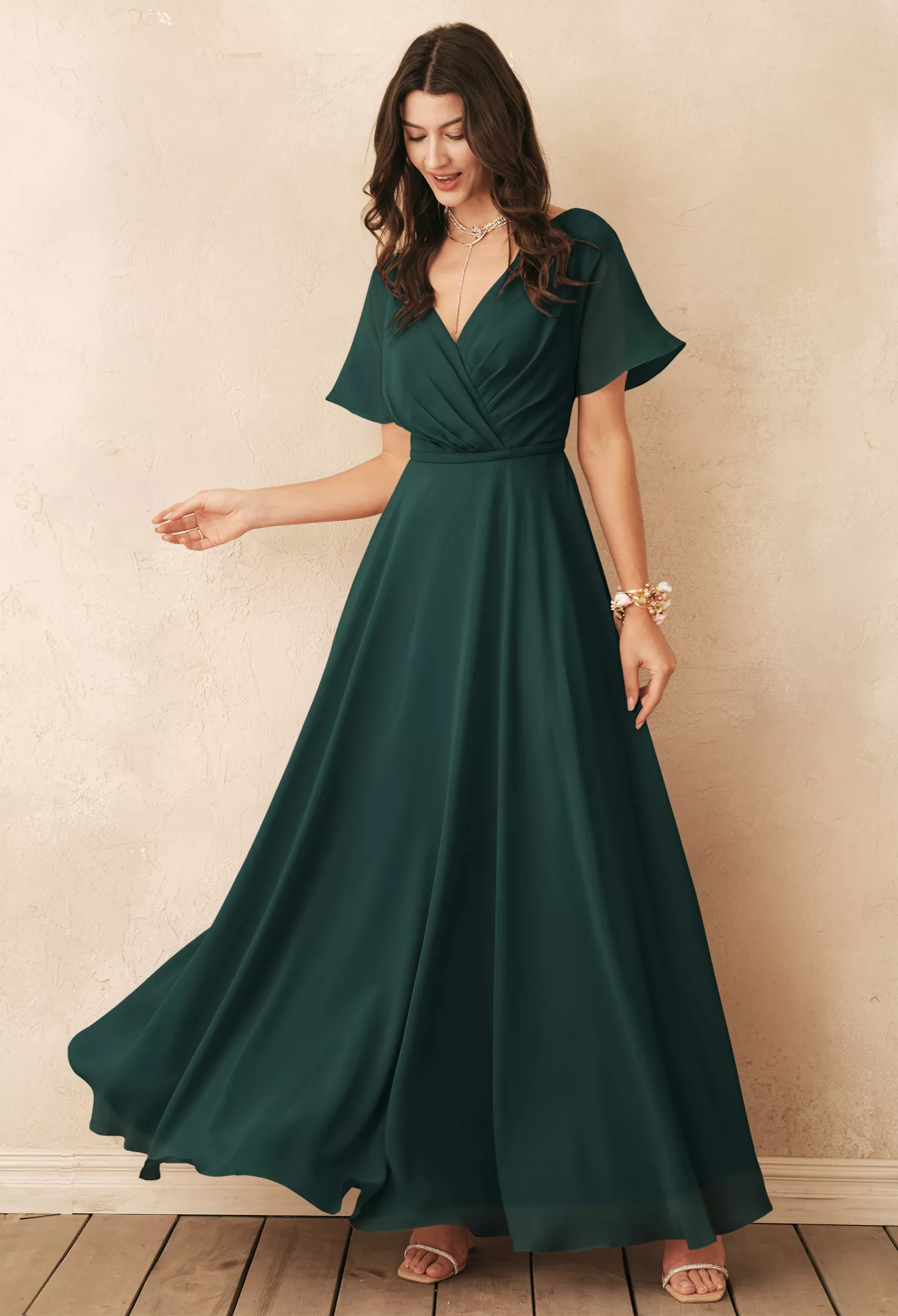 princess polly baby blue dress Bridesmaid Dress Dark Green 2026 Satin Chiffon A-Line Floor-Length