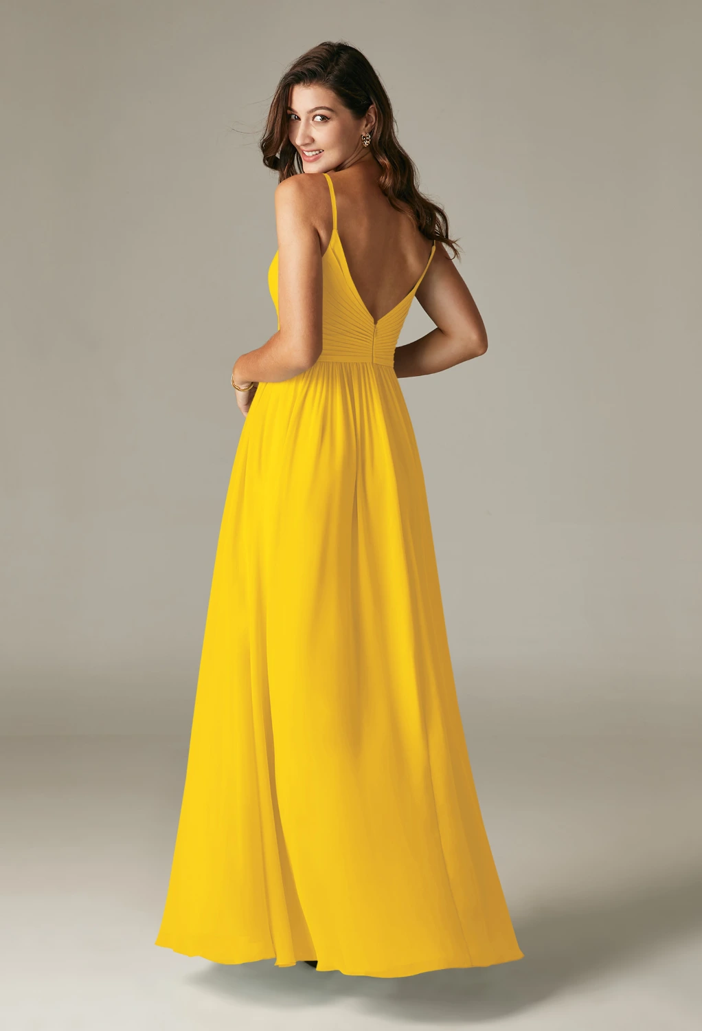 yellow maternity bridesmaid dresses Azazie Llana