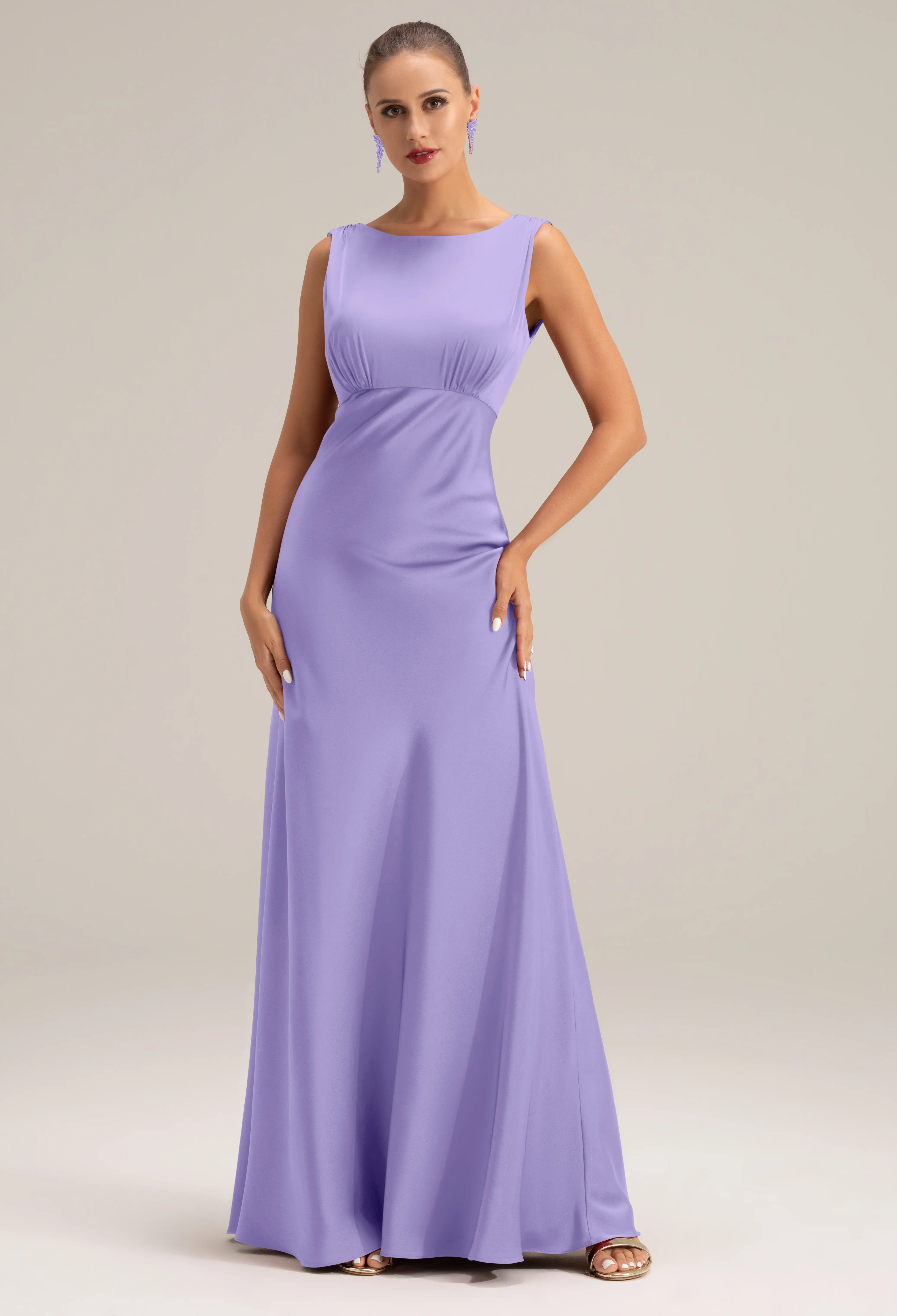 purple bridesmaid dresses nz Royal Purple Wide Straps Sleeveless V-Neck Pleated Bridesmaid Dress Change Color From Swatches / XXL / N16