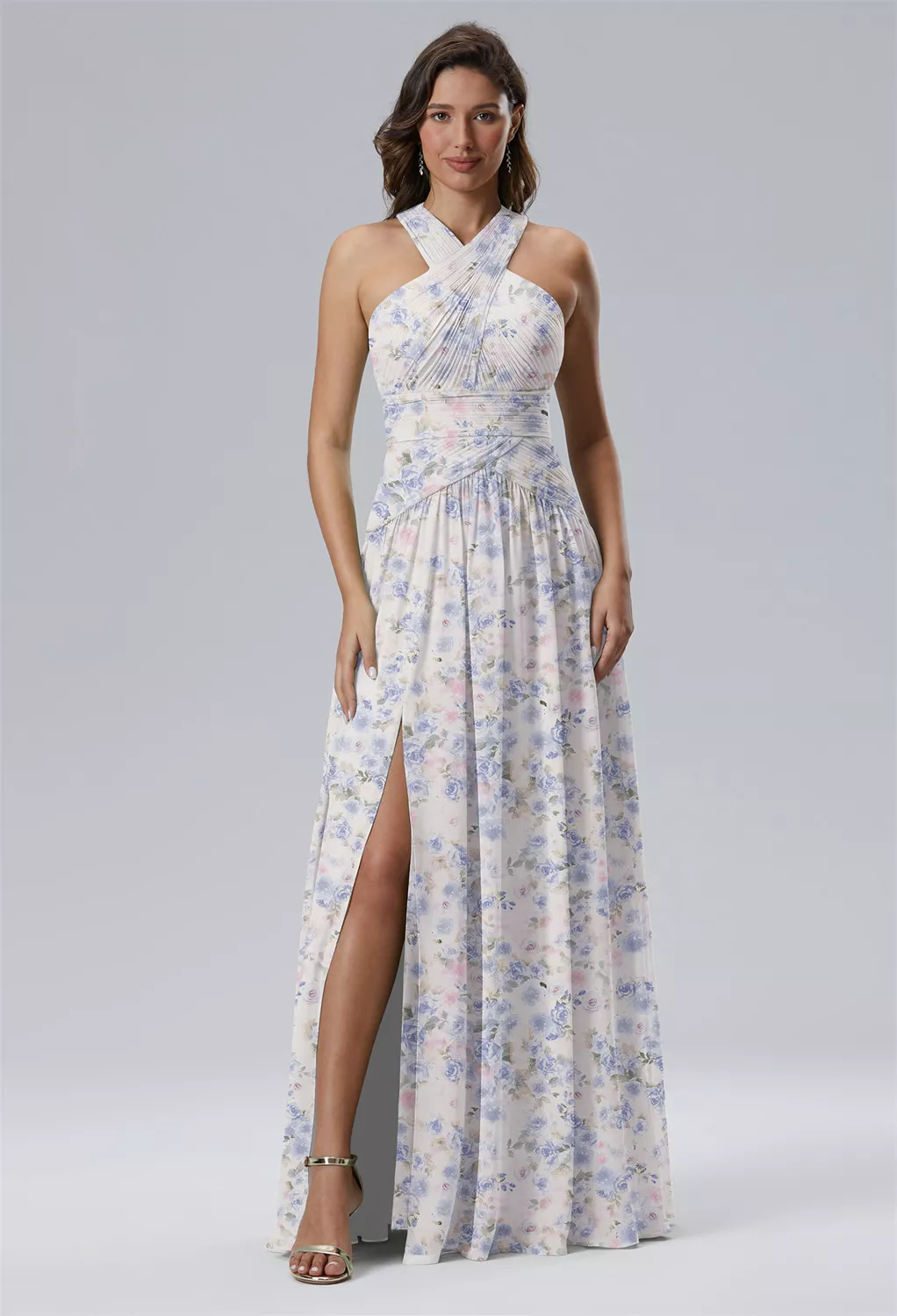 AW Evaporate Azure Purple Print  Spring Wedding Guest Dresses