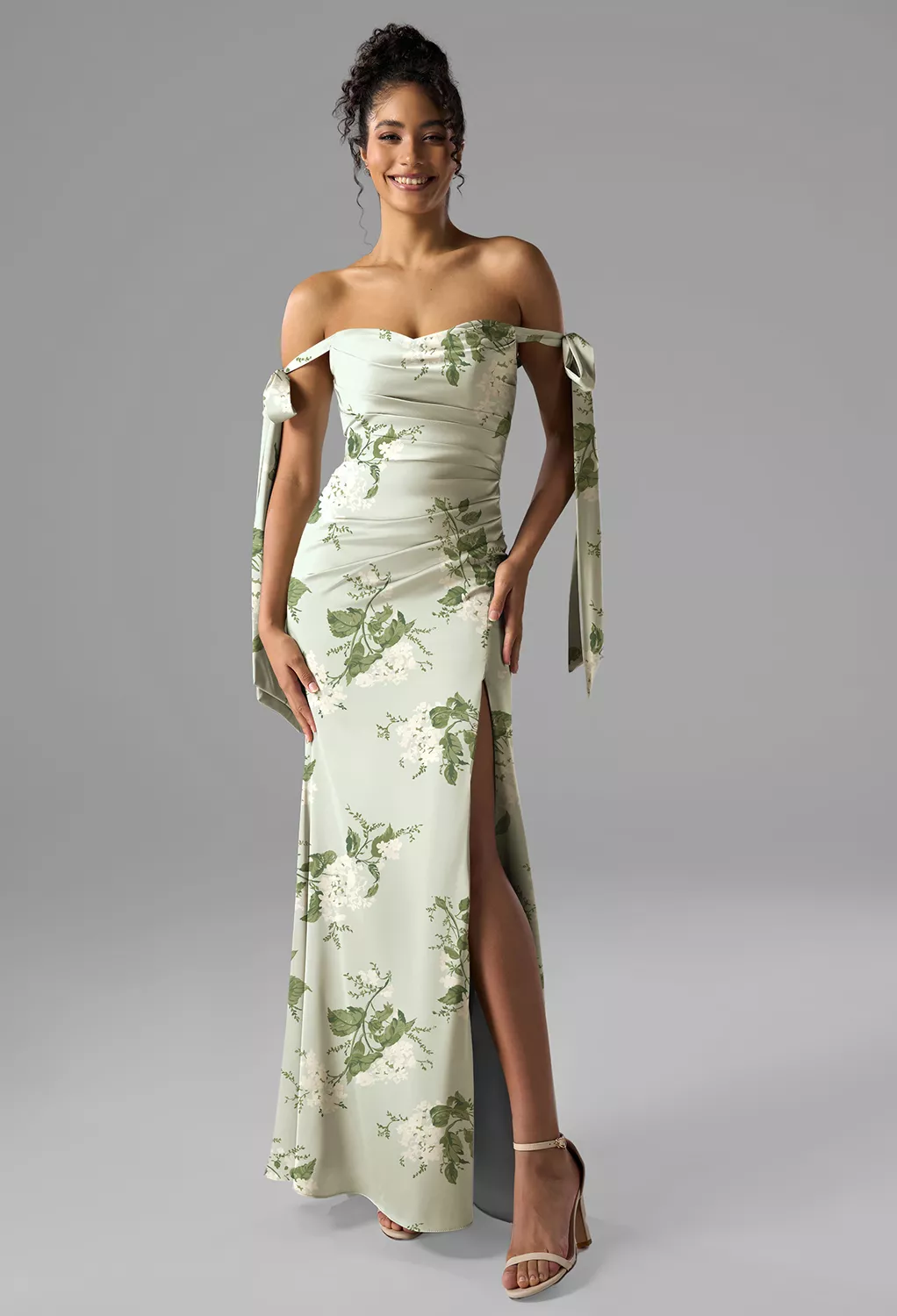 sage graduation dress Glitter-Tulle Long Sage Green Prom Dress main image 1