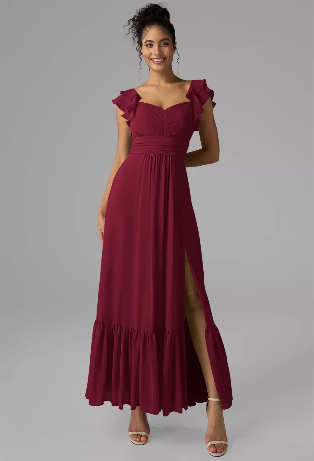 burgundy dress nz Aiana Satin Maxi Dress