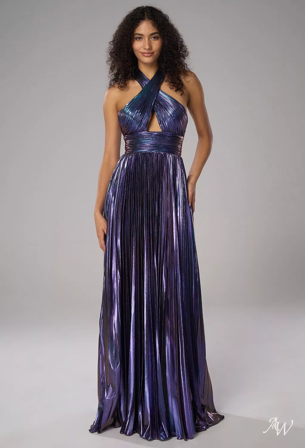 fitted lace wedding dress Halter Purple A-line Prom Dress with Slit – Dressesforparty