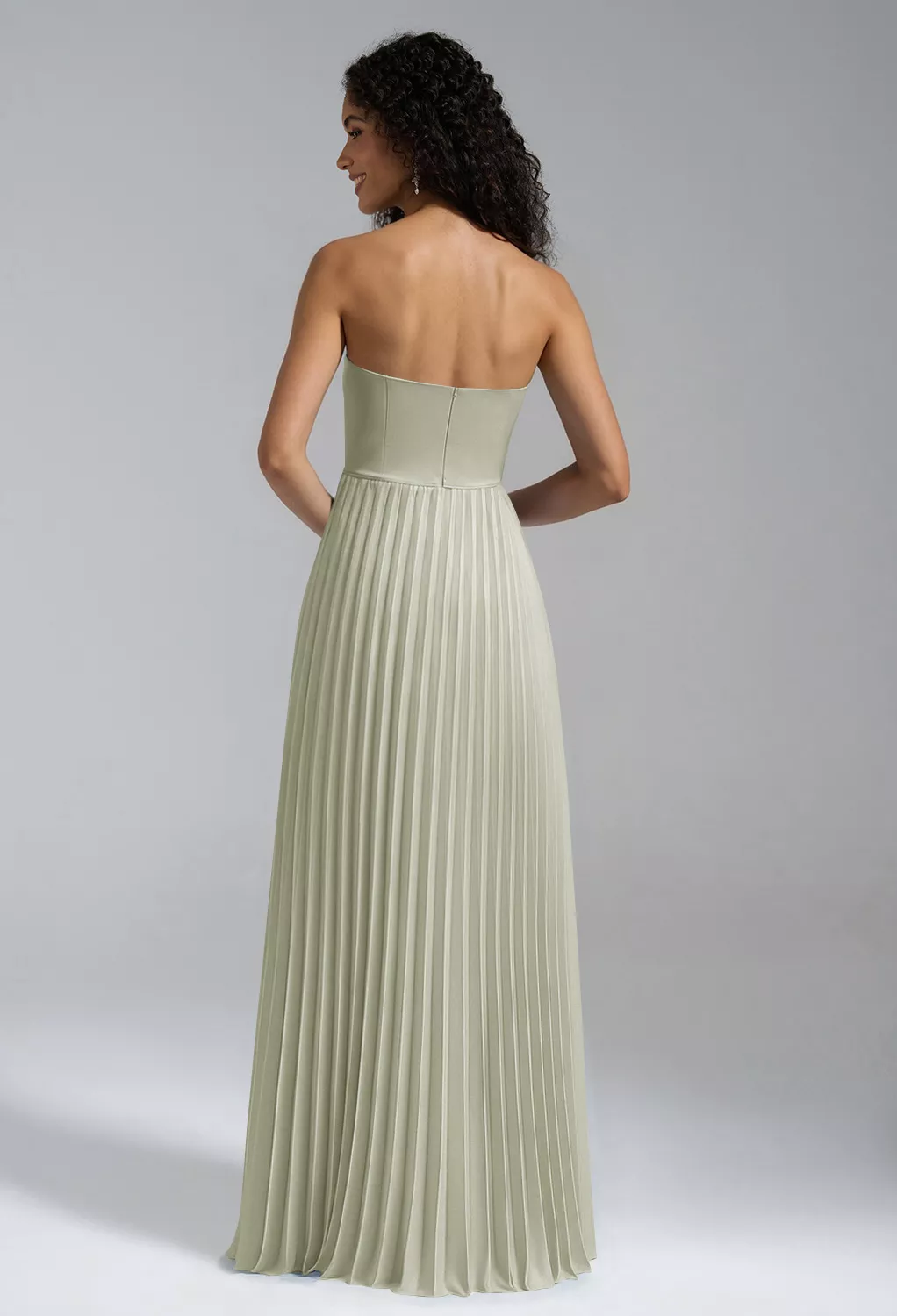 green emerald velvet dress Sage Green Chiffon Halter V-Neck Slit Backless Maxi Bridesmaid Dress Sage Green / S / N4-6 main image 1