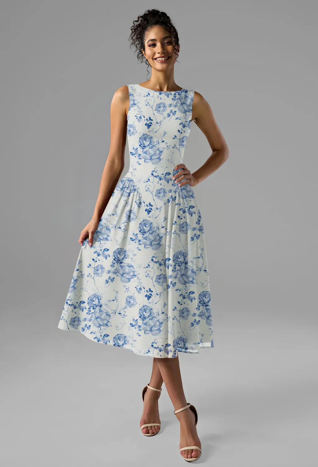 Blue Botanical Floral, Blue Floral Graduation Dresses | AW.Bridal New  Zealand