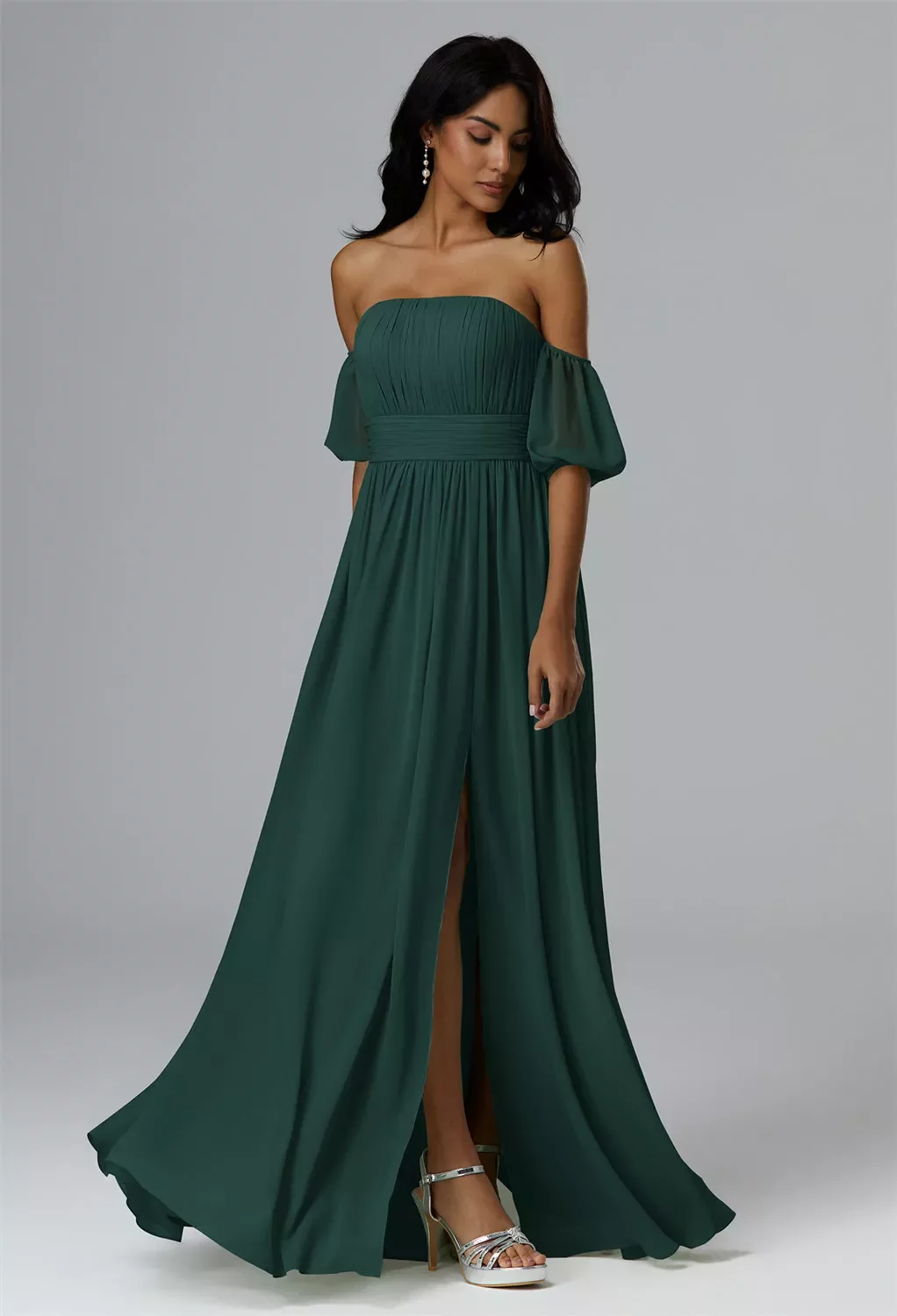 AW Thalia Convertibile Dress, Dark Emerald Chiffon Floor Length Straight  Neckline Bridesmaid Dresses | AW.Bridal Singapore