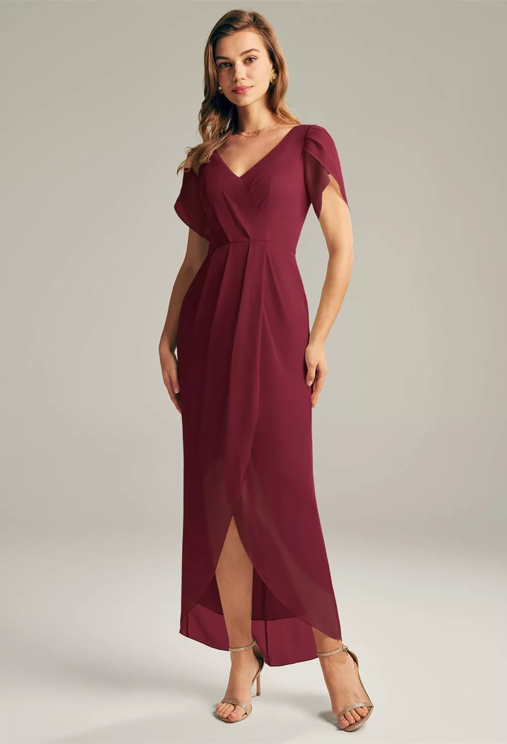 Burgundy Casual Wedding Guest Dresses | AW.Bridal Singapore