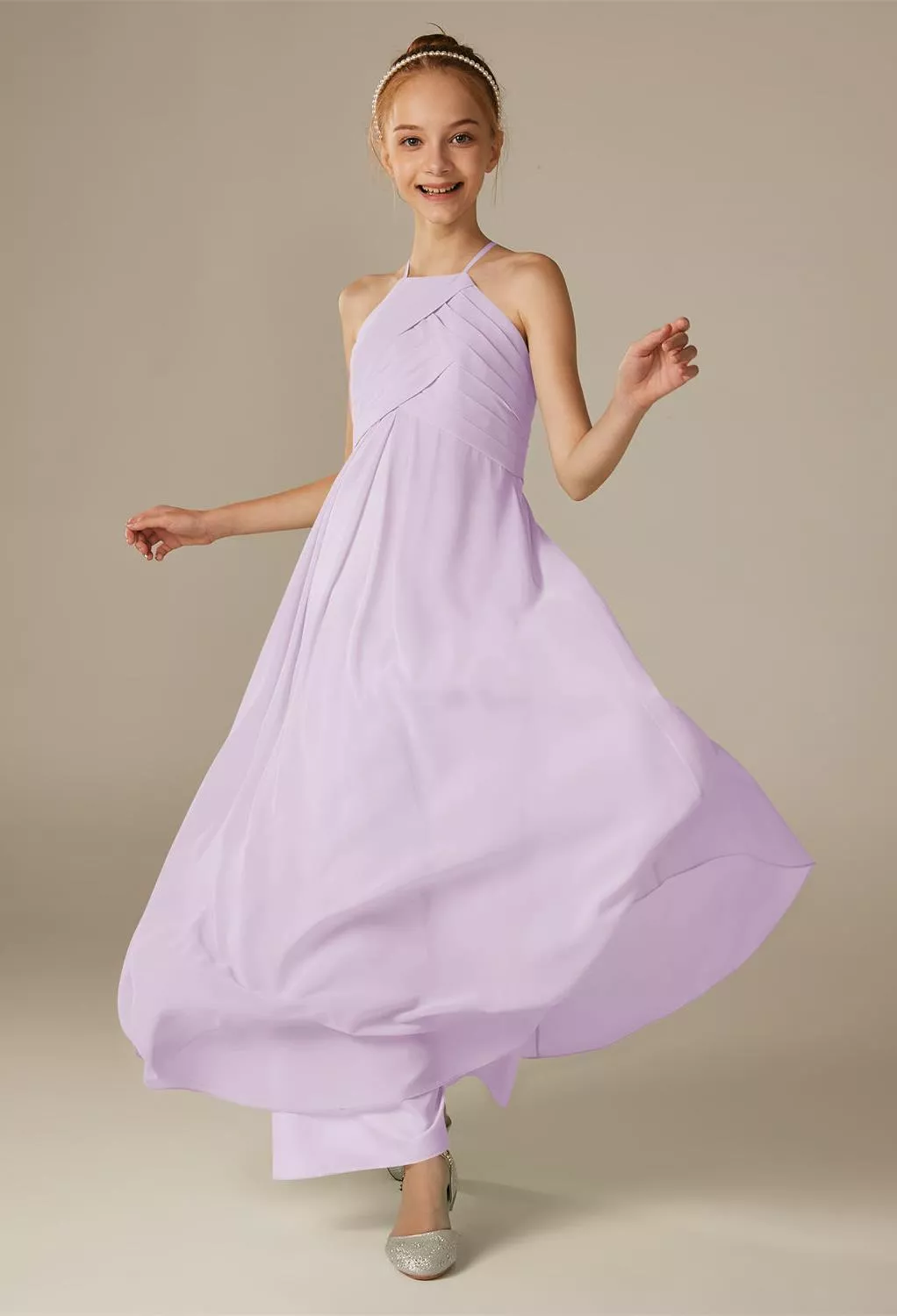junior bridesmaid dresses lilac Short Sleeves Satin Junior Bridesmaid Dresses With Belt, Lilac