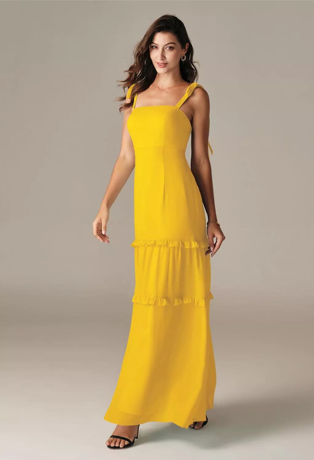Mustard Yellow Casual Wedding Guest Dresses | AW.Bridal Singapore