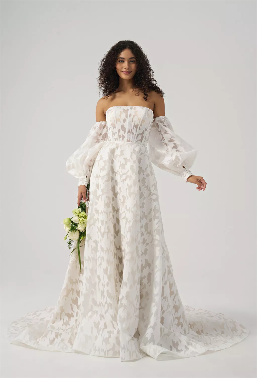 long sleeve wedding dress singapore AW Maisie Wedding Dress, Tulle Floor Length V-Neck Wedding Dresses