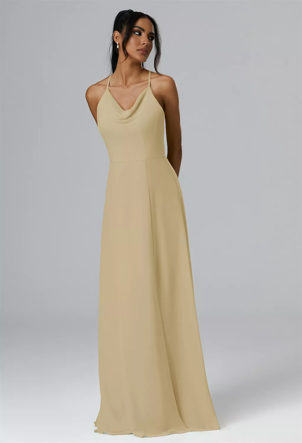 nude chiffon bridesmaid dress Champagne, Dresses Page 14 Size:X-Large 12-14/EUR 46 Vacation 14-24 Gearing up for wedding The dress combines a