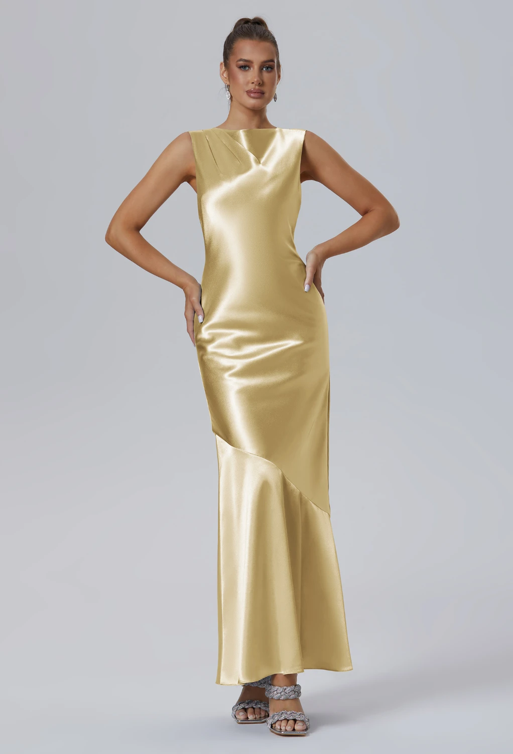 Light Gold Fall Wedding Guest Dresses | AW.Bridal Singapore