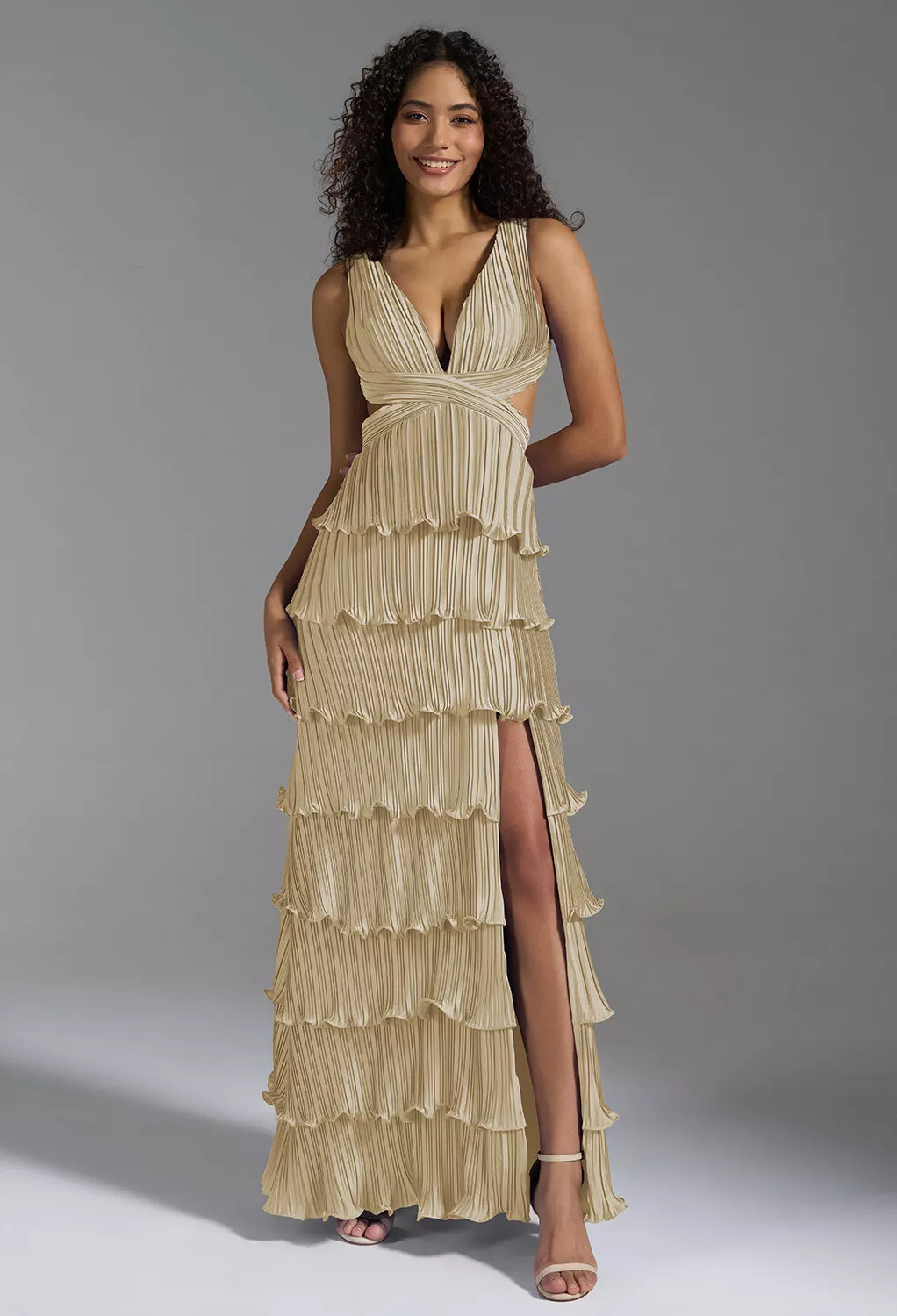 gold black tie dresses Maddox Strapless Sweetheart Mocha Gold Glitter Gown main image 0