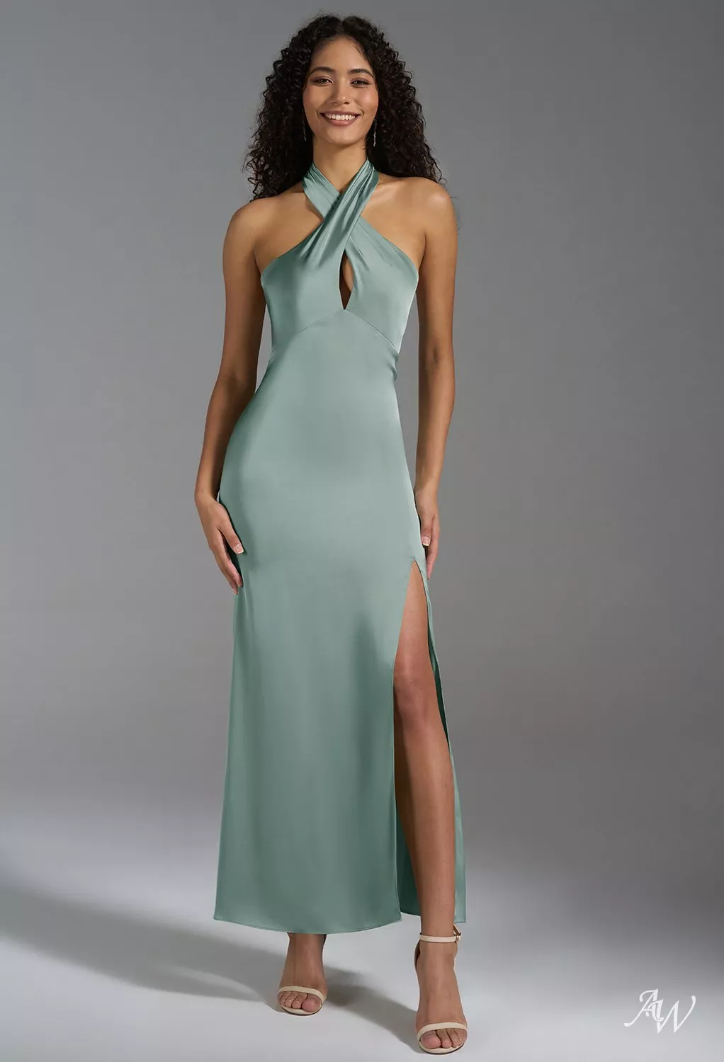huda blue dress AW Huda Satin Charmeuse Deep Sea Bridesmaid Dresses