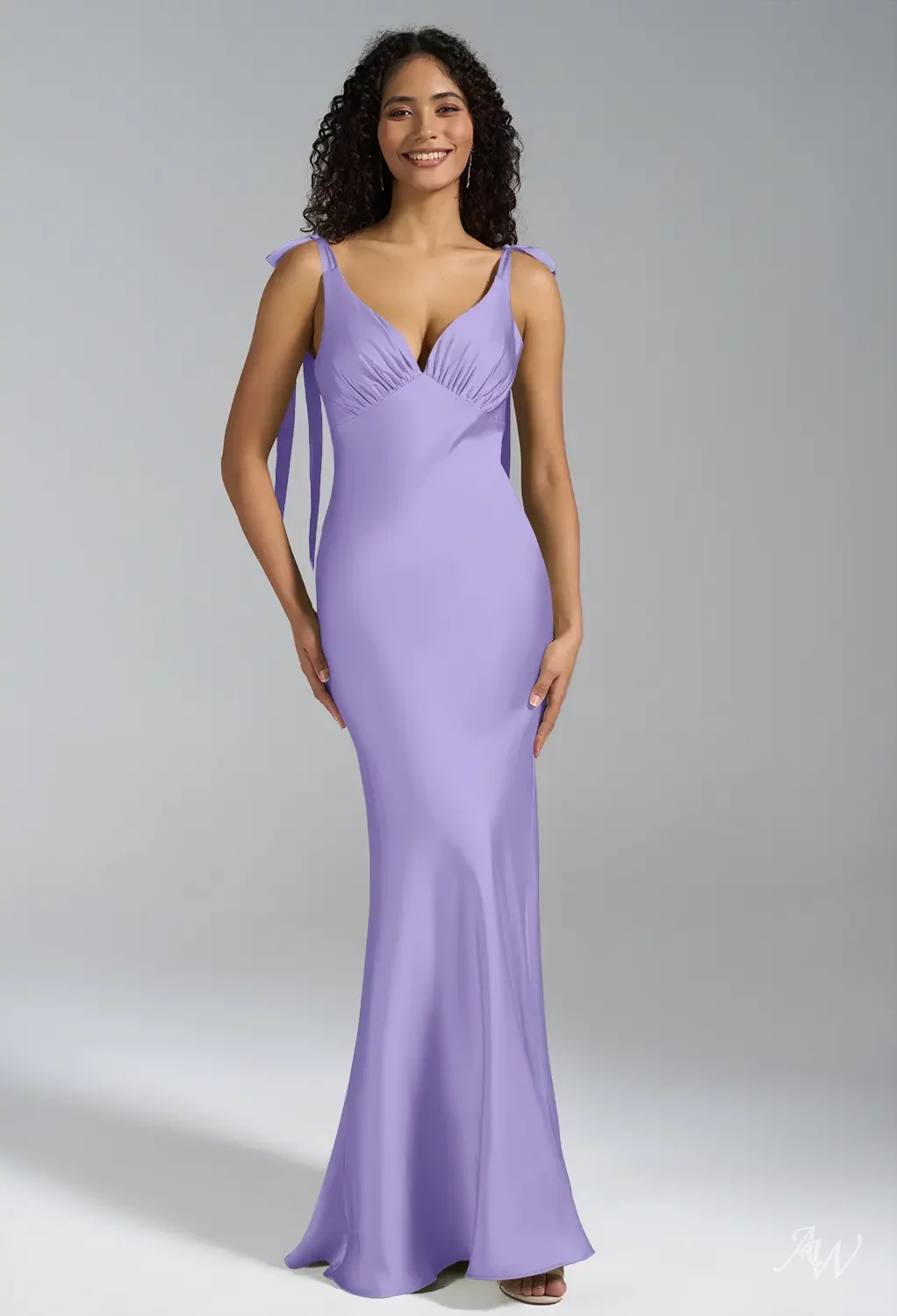 AW Chiara Satin Charmeuse Lilac Bridesmaid Dresses | AW.Bridal Singapore
