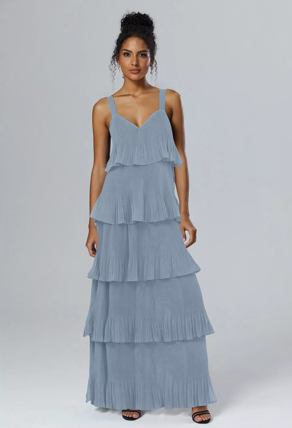 chinese dress ladies Sage Green Chiffon Bridesmaid Dress A-Line Floor-Length
