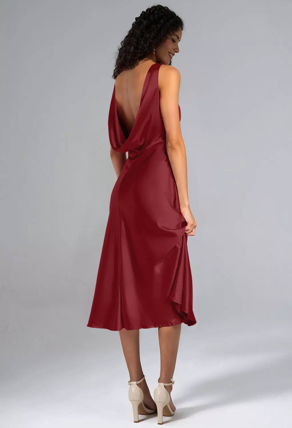 Burgundy, Sheer Straps Wedding Guest Dresses | AW.Bridal Singapore