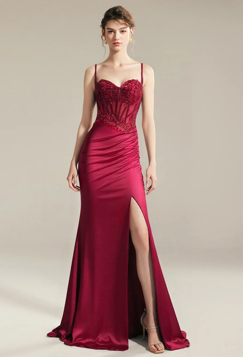 Deep Claret Prom Dresses | AW.Bridal Singapore