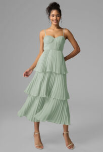 Sage Green Chiffon Tiered Dress