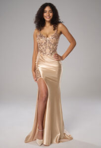 Elegant Champagne Sequin Mermaid Gown