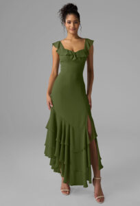 The V-neckline Ruffled Dress